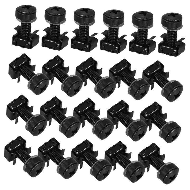 50 Pcs Black Rack Mount Screws Nuts for Computer Server Cabinet Mounting Hardware - Image 1